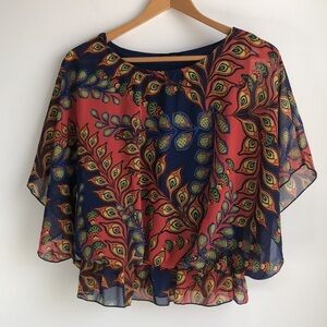 West Kei peacock print blouson top
